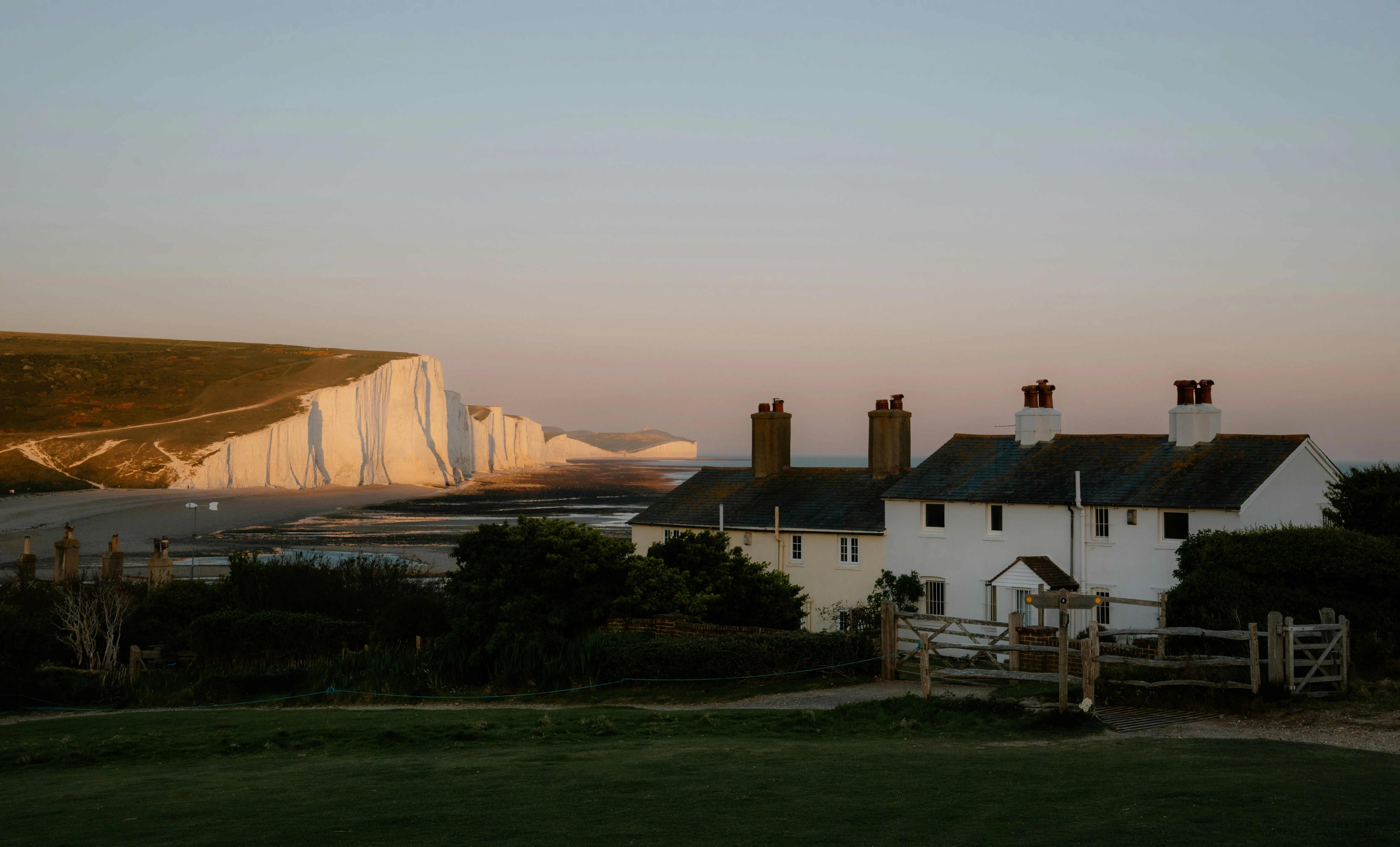 Cliffside cottages along the coast